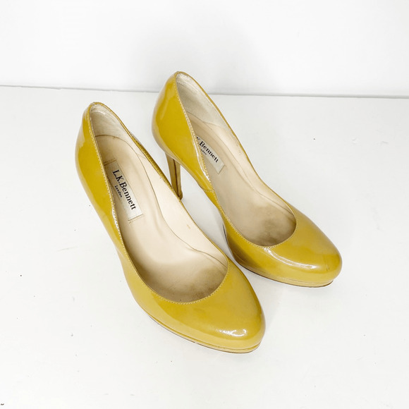 LK Bennett Sledge Nutmeg tan Patent Platform Courts Pump women's eu 36.5 us 5.5 - Picture 2 of 6